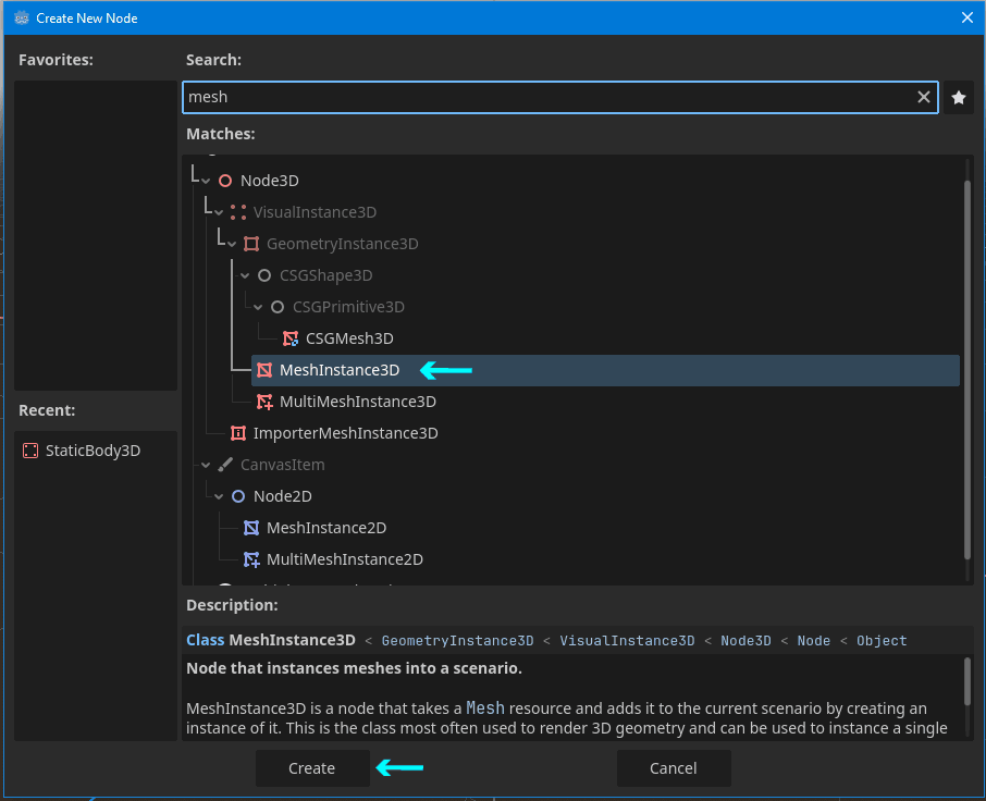 Search for MeshInstance3D
